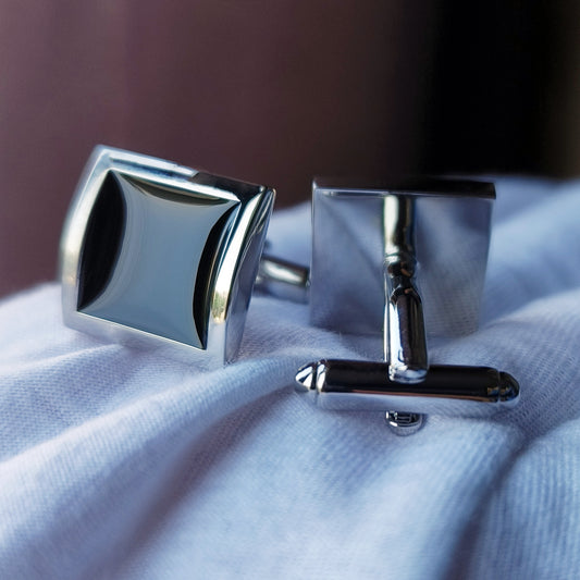 Buy Classic Square Black French Cufflinks Nail Style Online globalswanky1