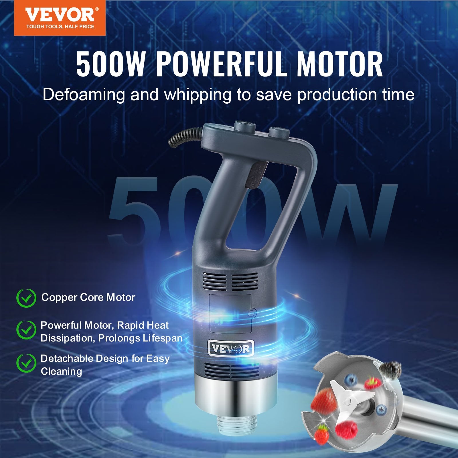 Buy Commercial Immersion Blender 500W Heavy Duty Mixer for Kitchen global swanky 2