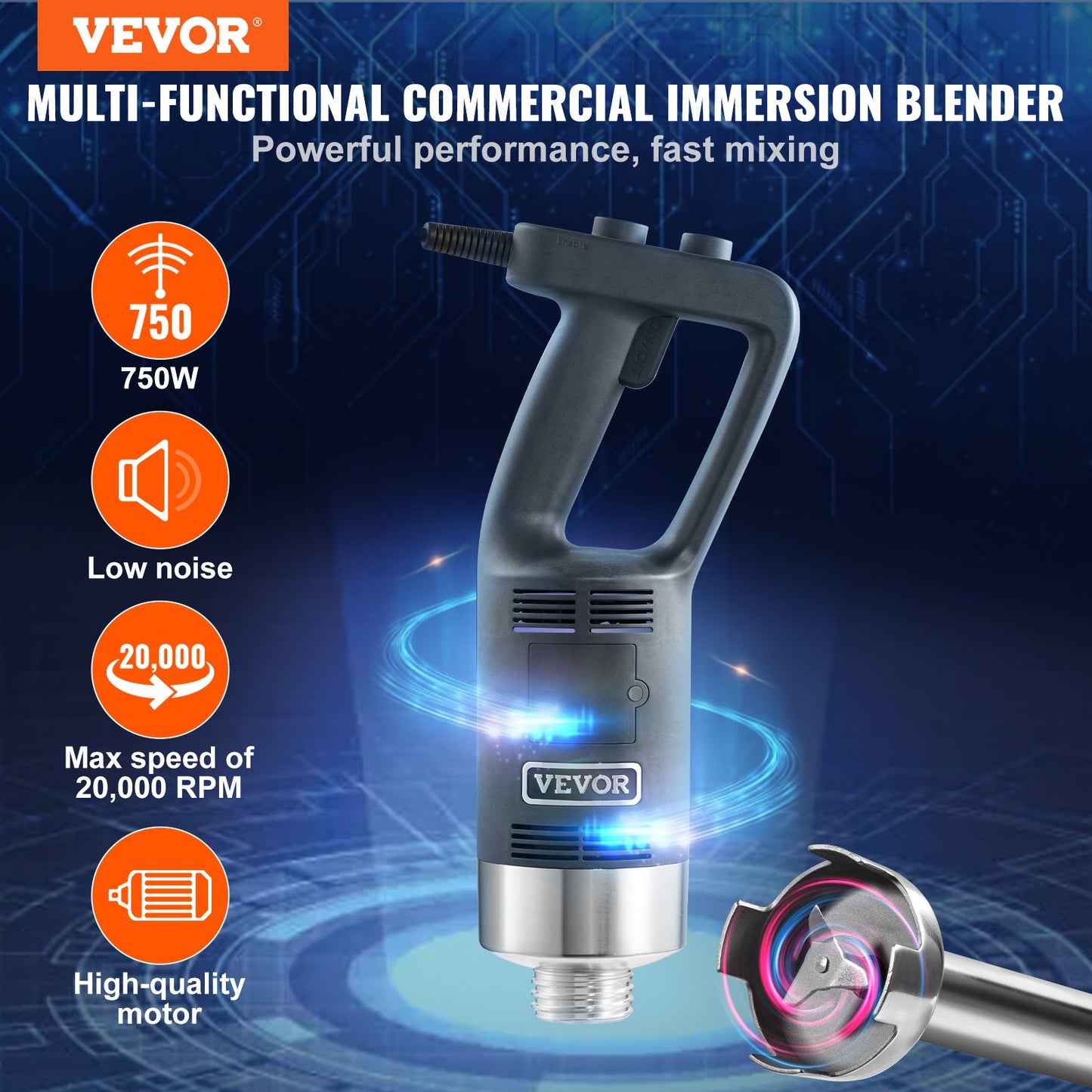 Buy Commercial Immersion Blender 750W Heavy Duty Hand Mixer Tool global swanky 2