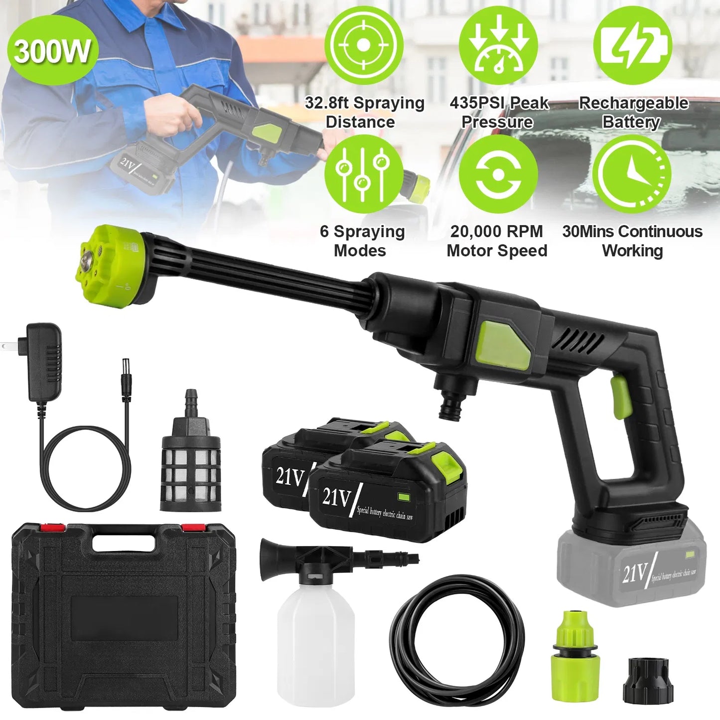 Buy Cordless Pressure Washer 435PSI Portable Car Cleaner Kit global swanky 1