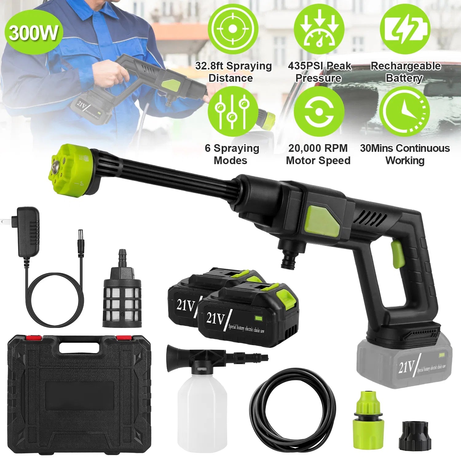 Buy Cordless Pressure Washer 435PSI Portable Car Cleaner Kit global swanky 1