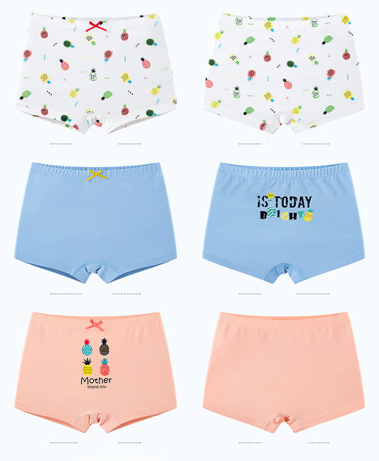 Buy Creative Print Cotton Girls Underwear Boxer Set Comfortable global swanky 3