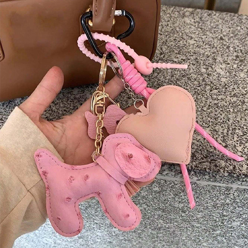 Buy Cute Cartoon PU Leather Puppy Keychain Creative Bag Charm global swanky 1
