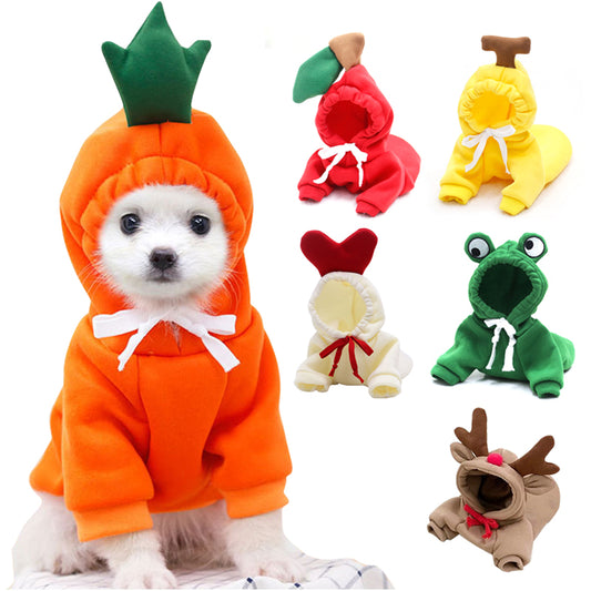 Buy Cute Fruit Dog Clothes for Small Dogs | Warm Fleece Hoodie global swanky 2