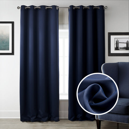 Buy Dark Blue Bedroom Blackout Fabric Printed Curtains for Style Room Global swanky 2