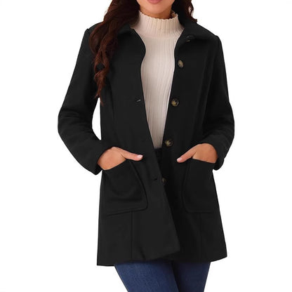Buy Double-Breasted Long-Sleeve Lapel Wool-Lined Casual Coat global swanky 2