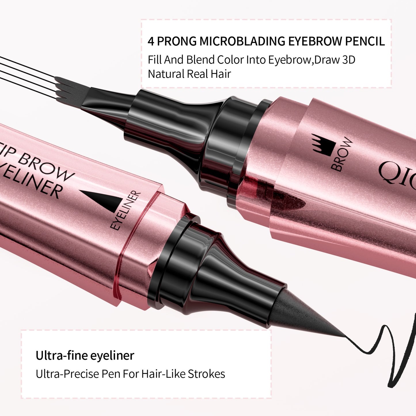 Buy Double-headed 3D Eyebrow Pencil & Eyeliner - Four-fork Design global swanky 2