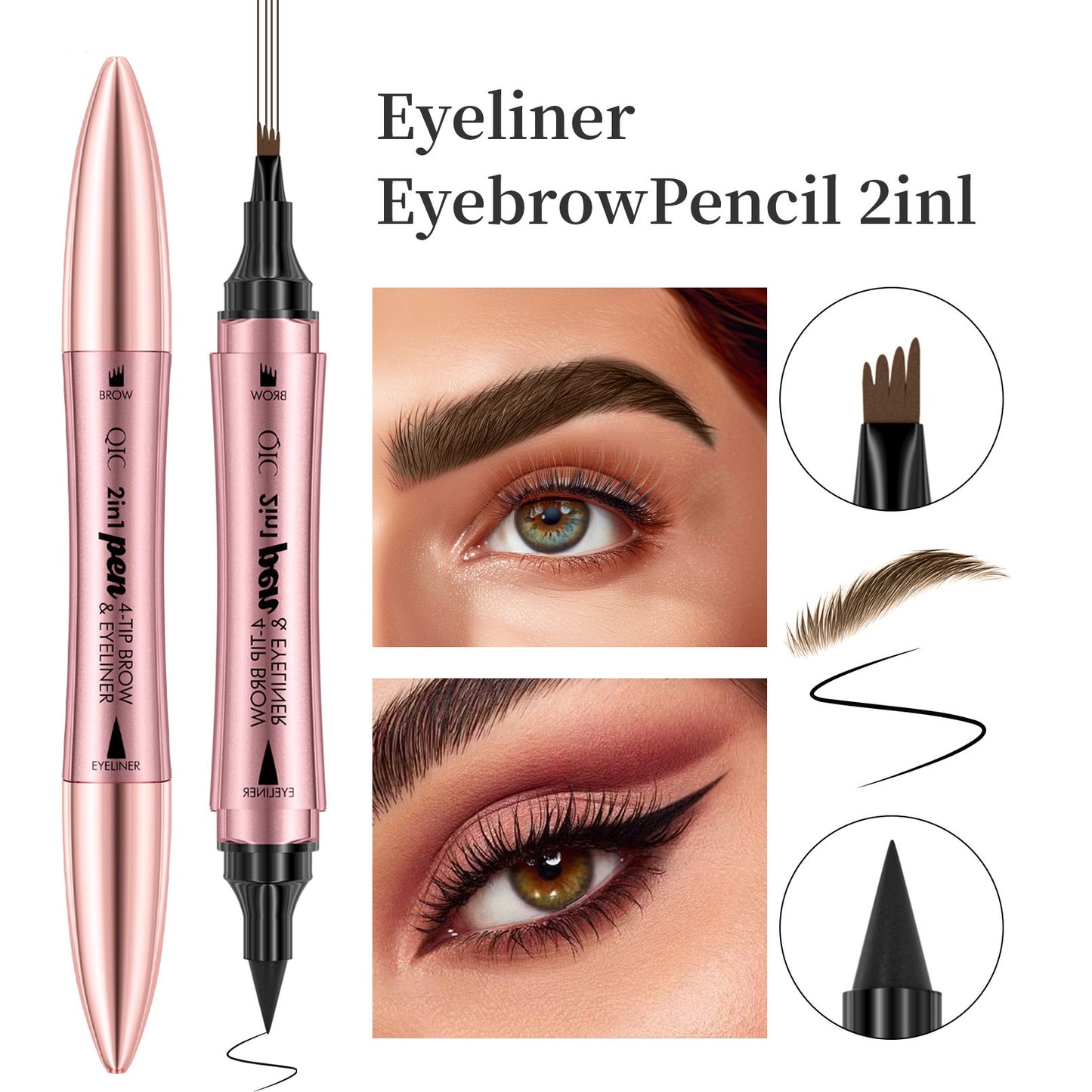 Buy Double-headed 3D Eyebrow Pencil & Eyeliner - Four-fork Design global swanky 3