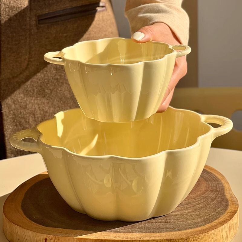 Buy Double Eared Ceramic Soup Bowl with Floral Design global swanky 3