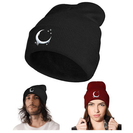 Buy Embroidered Knitted Hat With Moon & Stars – Autumn Winter global swanky 1