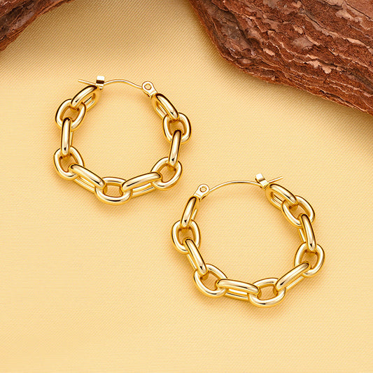 Buy Euro-American Style Stainless Steel Chain C-Shaped Earrings global swanky 1