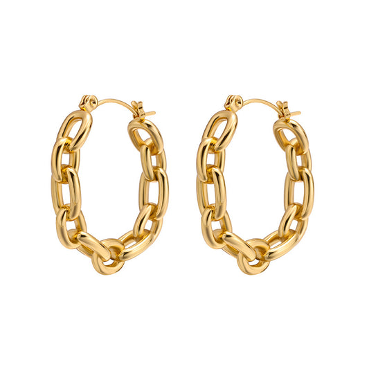 Buy Euro-American Style Stainless Steel Chain C-Shaped Earrings global swanky 3