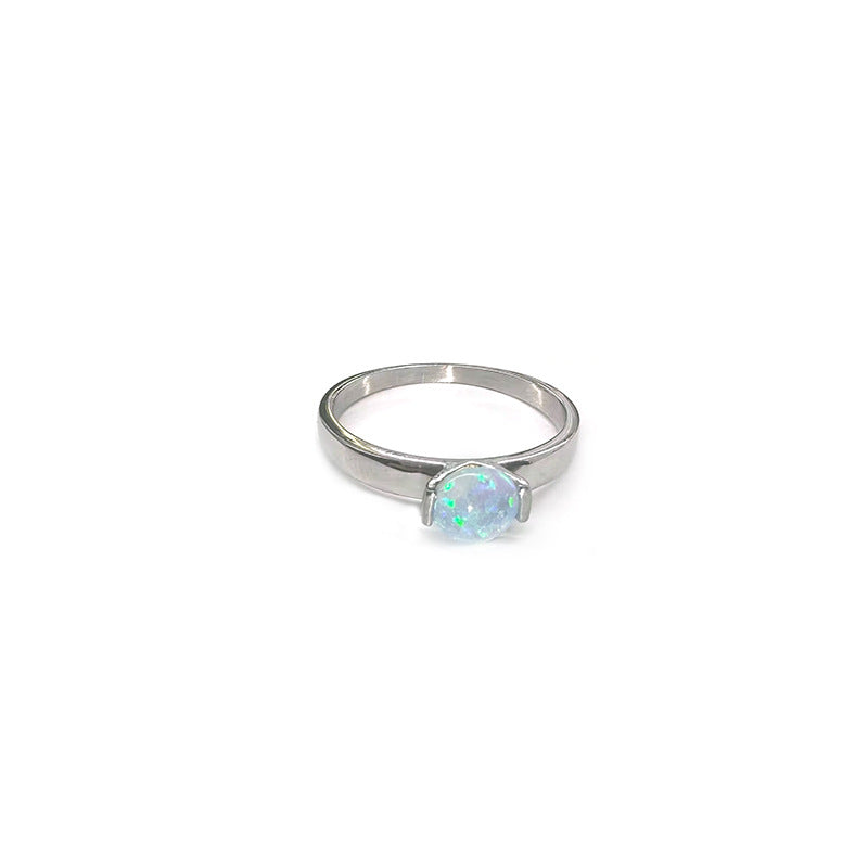 Buy Fashionable Aquamarine Opal Titanium Ring for Women global swanky 2