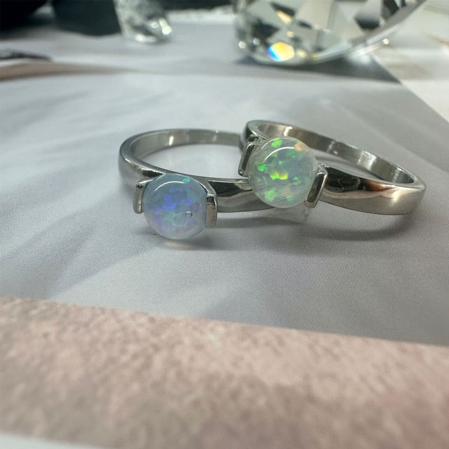 Buy Fashionable Aquamarine Opal Titanium Ring for Women global swanky 3