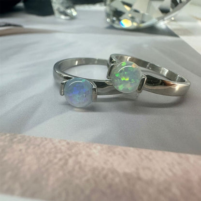 Buy Fashionable Aquamarine Opal Titanium Ring for Women global swanky 3