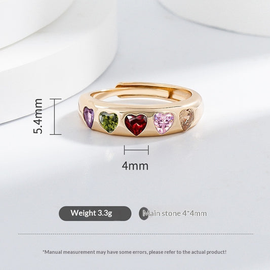 Buy Fashionable Heart-Shaped Zircon Copper-Inlaid Ring Accessory global swanky 3