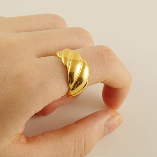 Buy Fashionable Stainless Steel 18K Gold Geometric Ring Jewelry global swanky 1