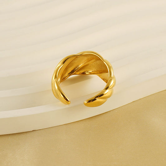 Buy Fashionable Stainless Steel 18K Gold Geometric Ring Jewelry global swanky 3