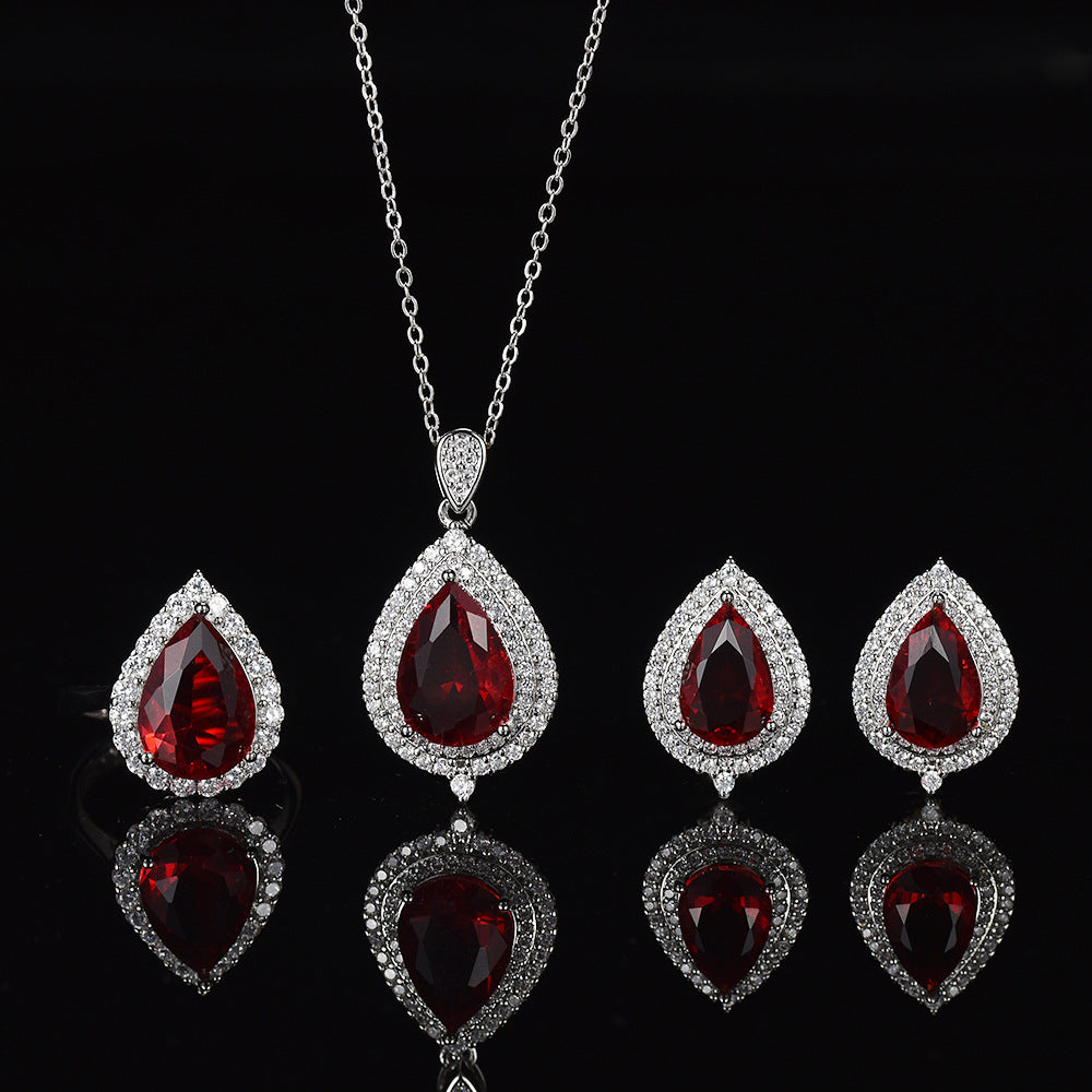 Buy Fashionable Waterdrop Zircon Necklace with Color Gemstones globalswanky 01