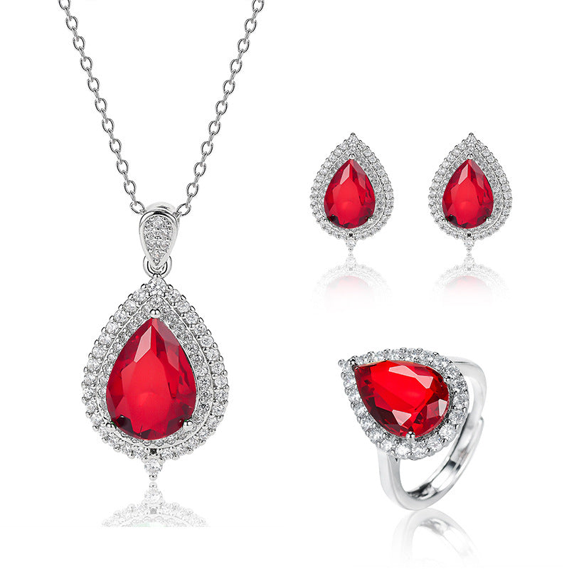 Buy Fashionable Waterdrop Zircon Necklace with Color Gemstones globalswanky 03