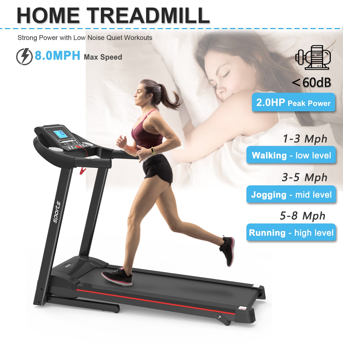Buy Fitshow App Foldable Incline Treadmill for Home Workout Use global swanky 1