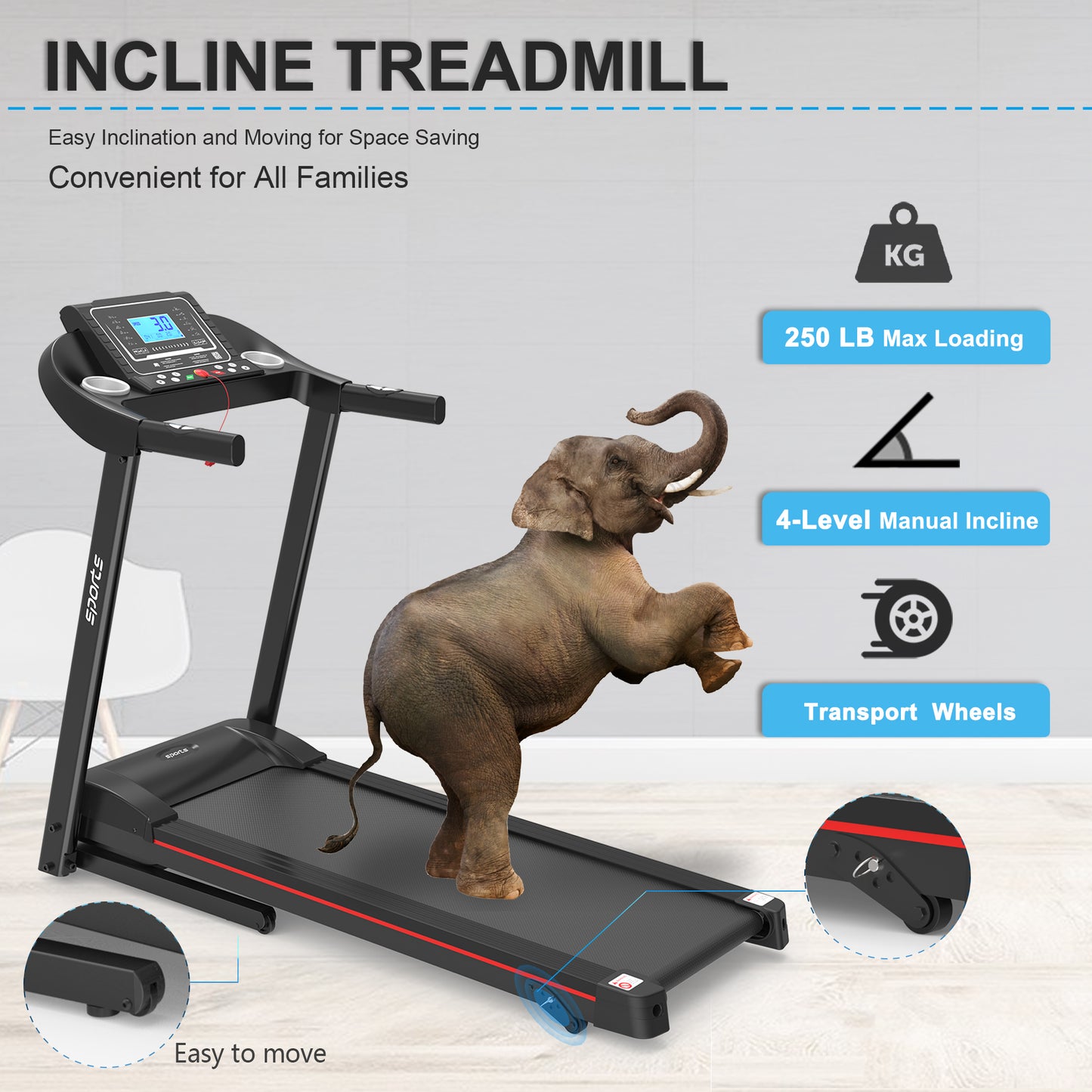 Buy Fitshow App Foldable Incline Treadmill for Home Workout Use global swanky 3
