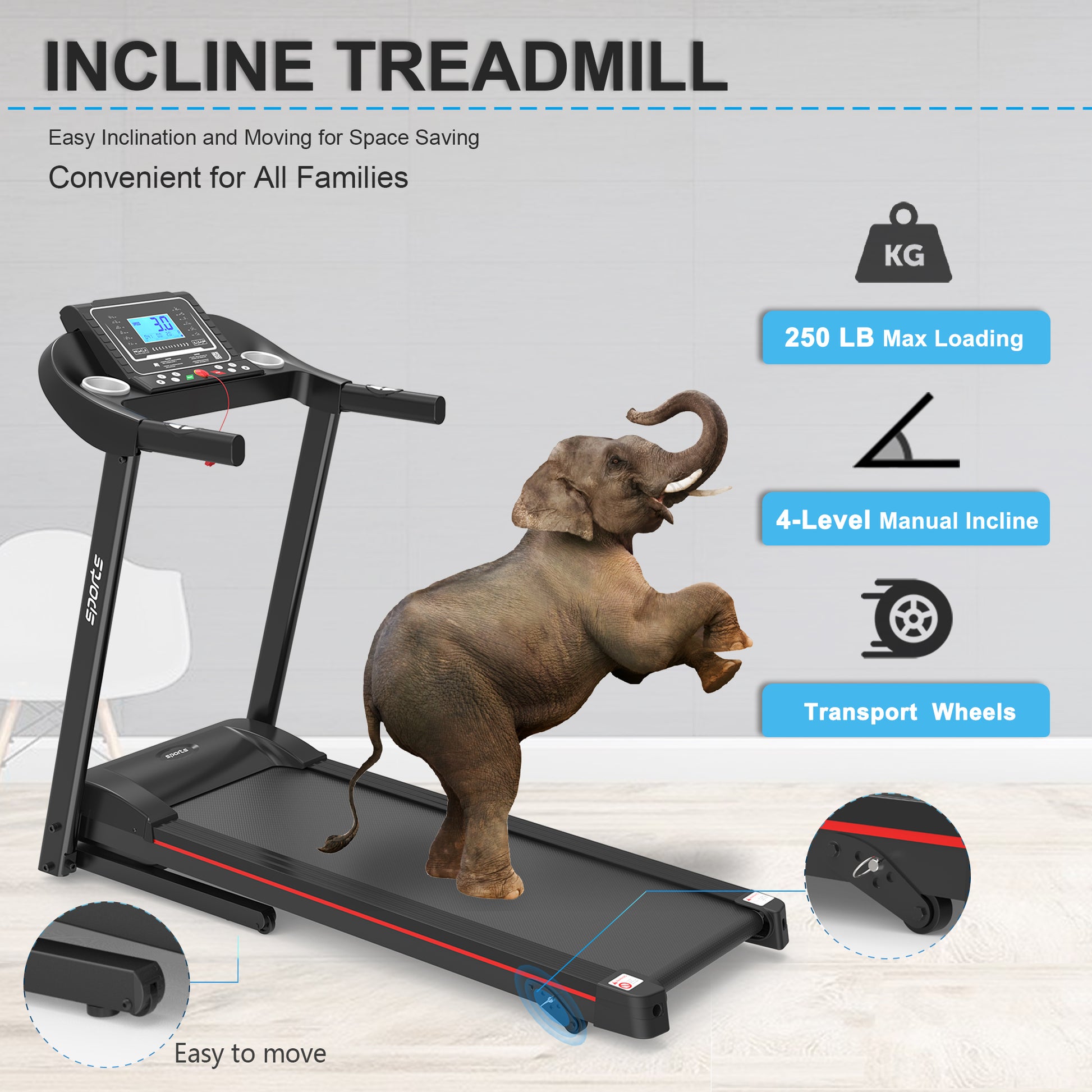 Buy Fitshow App Foldable Incline Treadmill for Home Workout Use global swanky 3