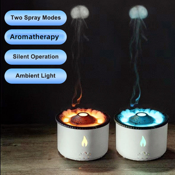 Buy Flame Effect Aromatherapy Humidifier with Jellyfish Mist & Timer global swanky 1