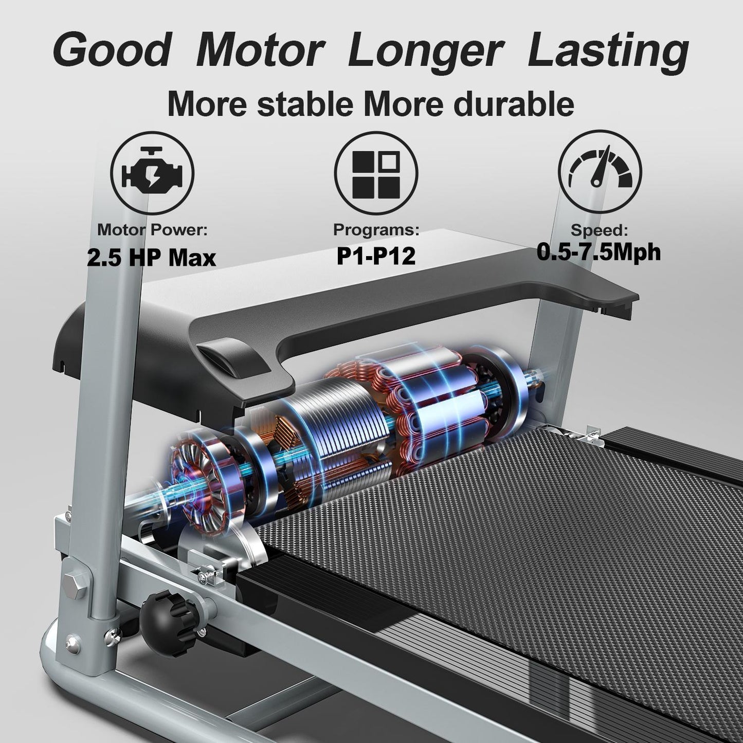 Buy Foldable Home Treadmill with Shock Absorbing Non-Slip Belt global swanky 3