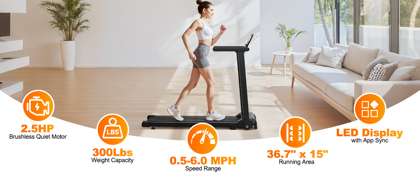 Buy Folding Treadmill with Handles 2.5HP LED Display Home global swanky 3