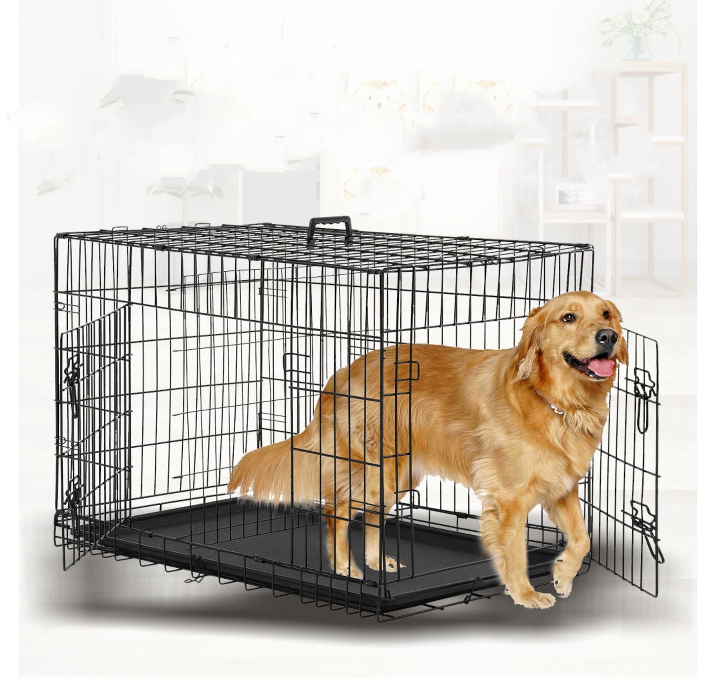 Buy Folding Wire Cat Labrador Large Pet Cage for Dogs and Cats global swanky 1