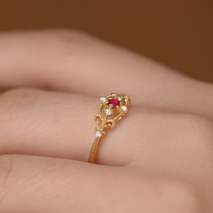 Buy French-Style Faux Ruby Ring Vintage Openwork Fashion Ring global swanky 3 