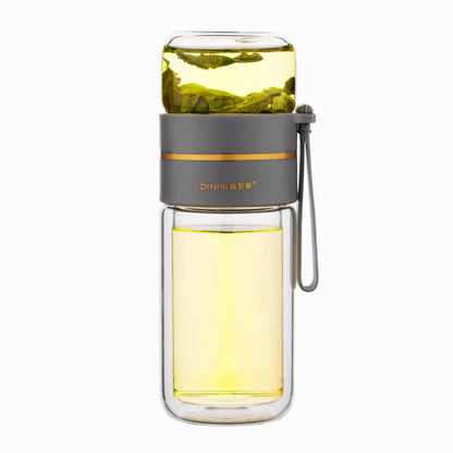 Buy Glass Water Bottle with Tea Infuser Filter Double Wall Design global swanky 3