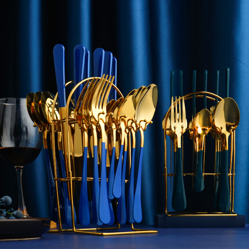 Buy Gold Dinnerware Set Stainless Steel Knife Fork Spoon Luxury global swanky 2