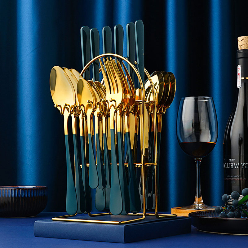 Buy Gold Dinnerware Set Stainless Steel Knife Fork Spoon Luxury global swanky 3