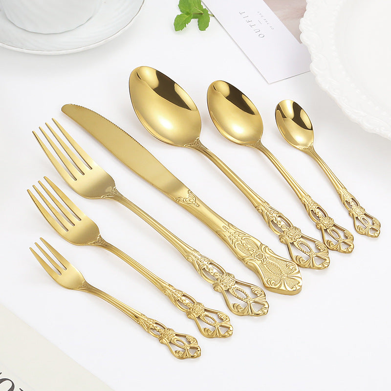 Buy Gold Plated Stainless Steel Spoon Western Dinnerware Set global swanky 1