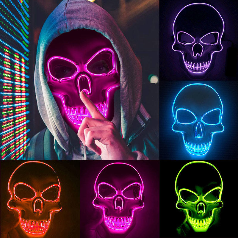 Buy Halloween Skeleton Mask LED Glow Scary Costume Party Wear global swanky 1