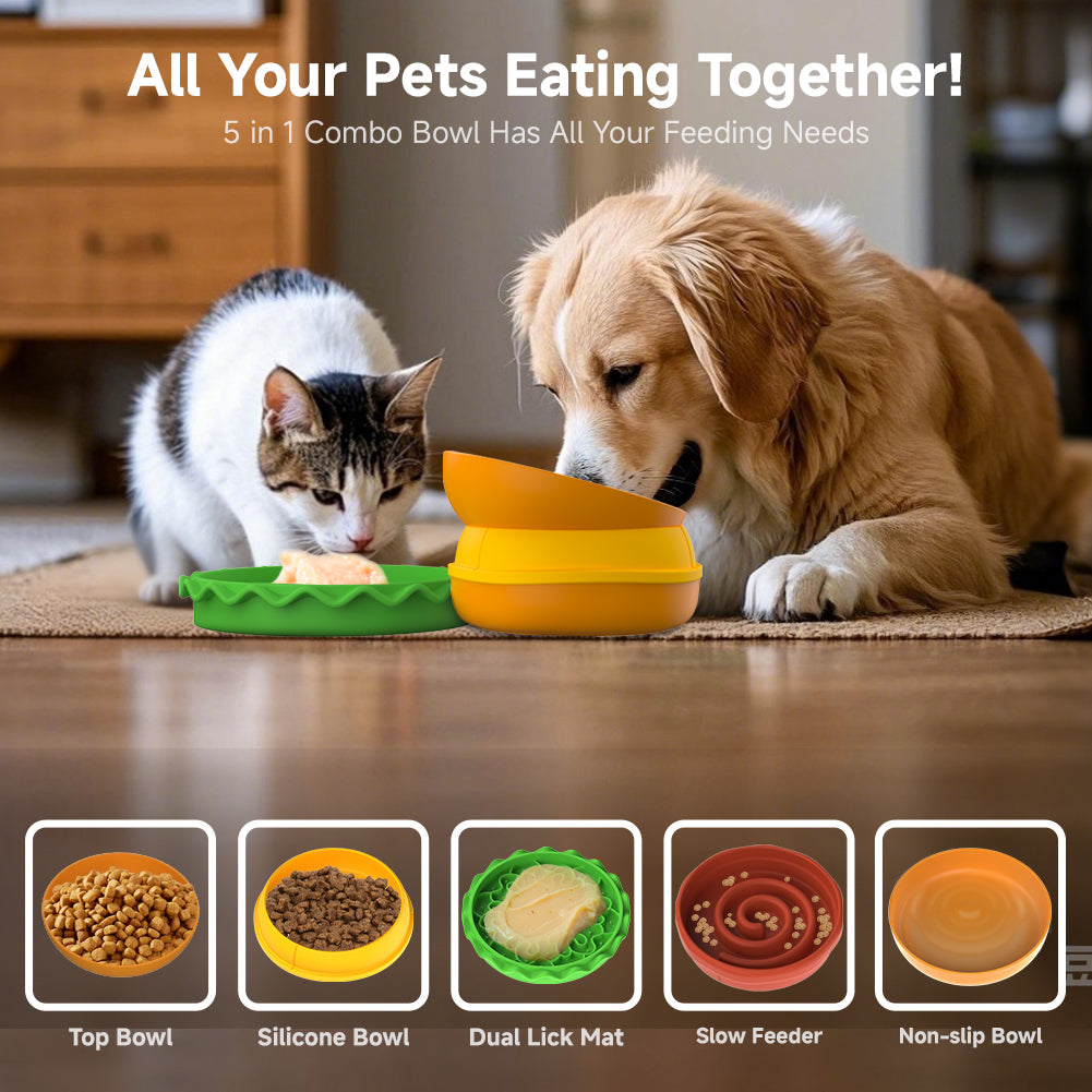 Buy Hamburger Style Pet Cat & Dog Bowl – Multi-layer Five-in-one global swanky 1