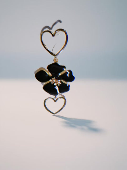 Buy Heart & Flower Double Layer Dangle Earrings for Women global swanky 3