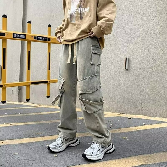 Buy Heavy-Duty Multi-Pocket Washed Casual Pants Online global swanky 1