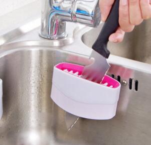 Buy Kitchen Cleaning Brush with Suction Cup for Knives & Fruits global swanky 3
