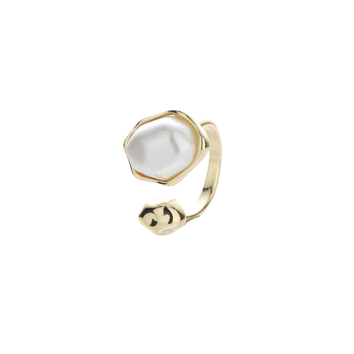 Buy Light Luxury Baroque Pearl Ring Minimalist Adjustable Band global swanky 2