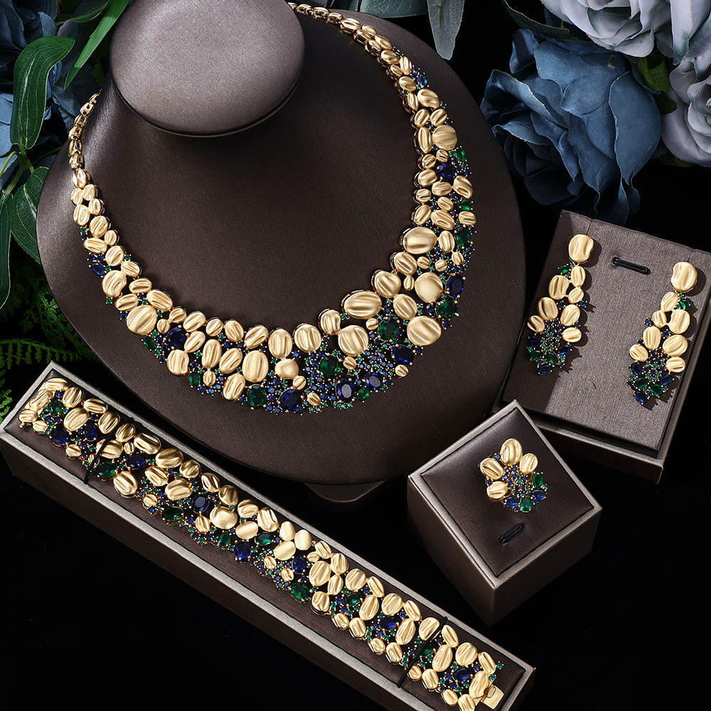 Buy Luxury Exaggerated Bridal Necklace & Earring Jewelry Set globalswanky 01