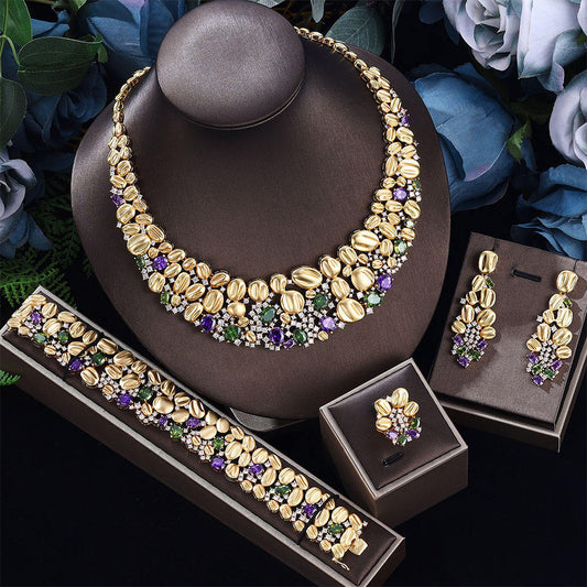Buy Luxury Exaggerated Bridal Necklace & Earring Jewelry Set globalswanky 03