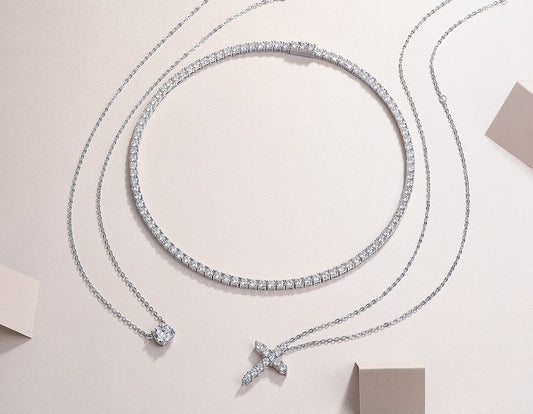 Buy Luxury Moissanite Jewelry Set in S925 Silver Platinum Finish globalswanky 02