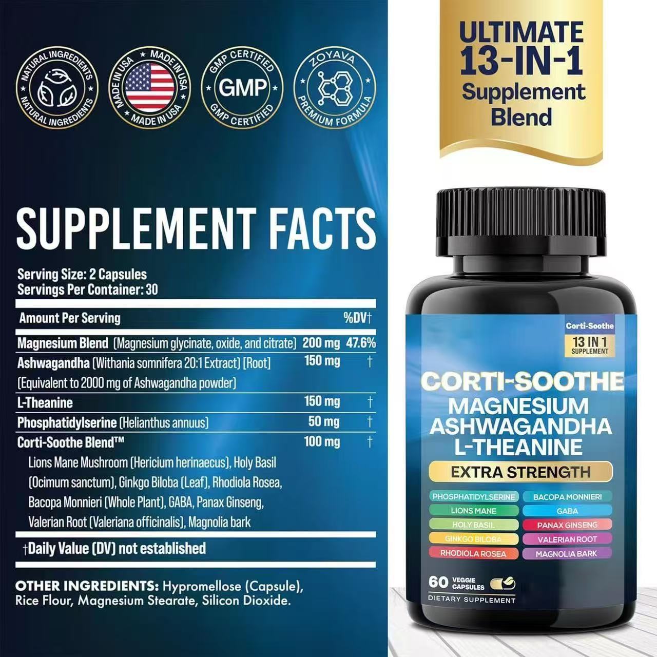 Buy Magnesium Glycinate Ashwagandha Capsules Stress Relief & Calm global swanky 3
