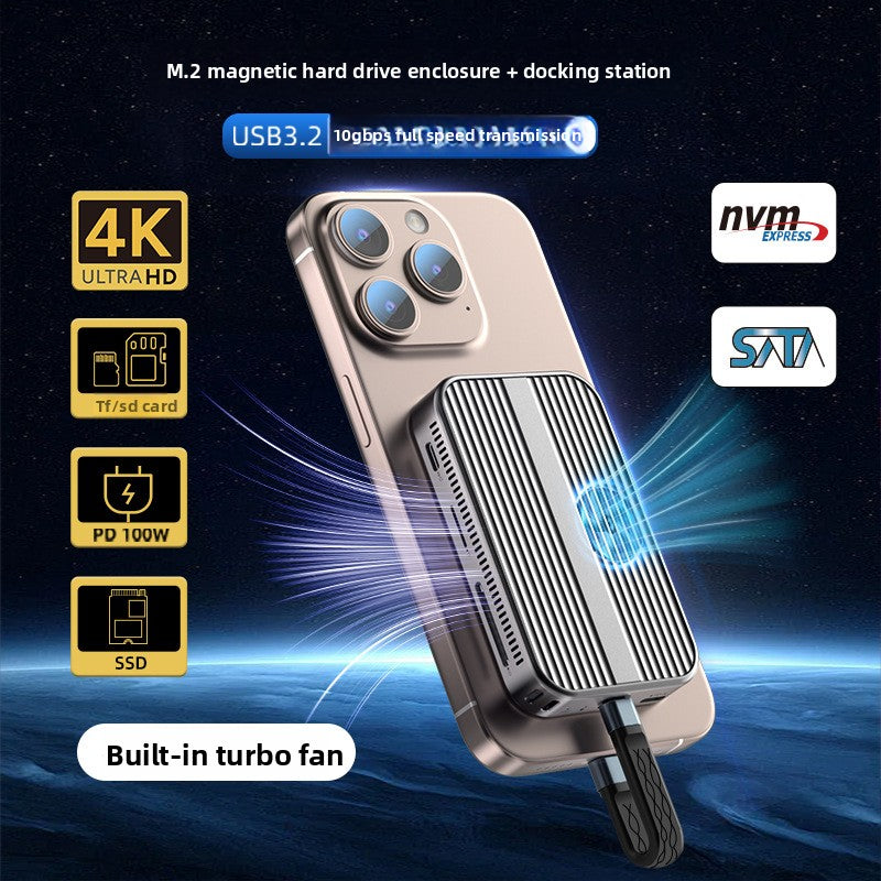 Buy Magnetic M.2 NVMe SATA Drive Enclosure with Docking Station global swanky 1