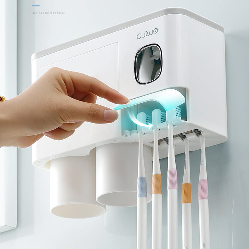 Buy Magnetic Toothbrush Holder with Toothpaste Squeezer Storage globalswanky 03