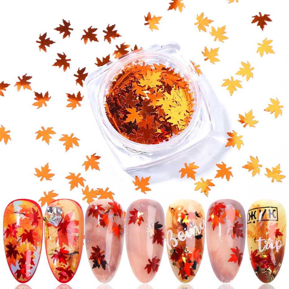 Buy Maple Leaf Gradient Nail Sequins Stylish Nail Decorations globalswanky 01