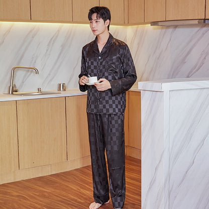 Buy Men's Imitation Silk Spot Thin Pajamas for Relaxing at Home global swanky 1